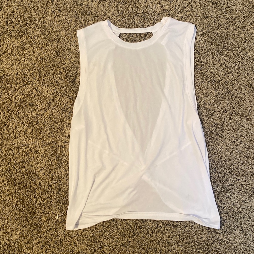 High neck, open back workout tank